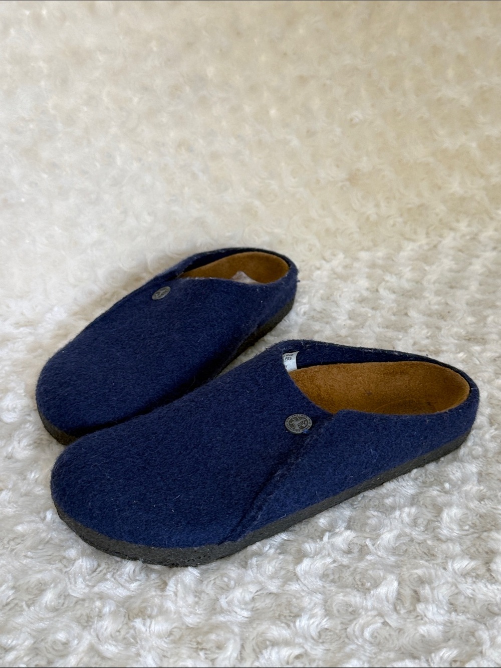 Birkenstock Kids Navy Felt Slip-On Clog Slippers, sz 3 little girl